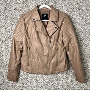 New York & Company‎ Jacket Women’s Medium Light Brown Faux Leather Moto